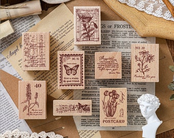 Plant stamp, butterfly stamp, gift stamp, life stamp, wood stamp, cute stamp, kawaii stamp, Planner Stamp, Nature themes