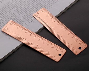 Regla de latón, regla de metal, útiles escolares, accesorios de escritorio, 12 cm, regla linda, regla estética, kawaii, escuela secundaria