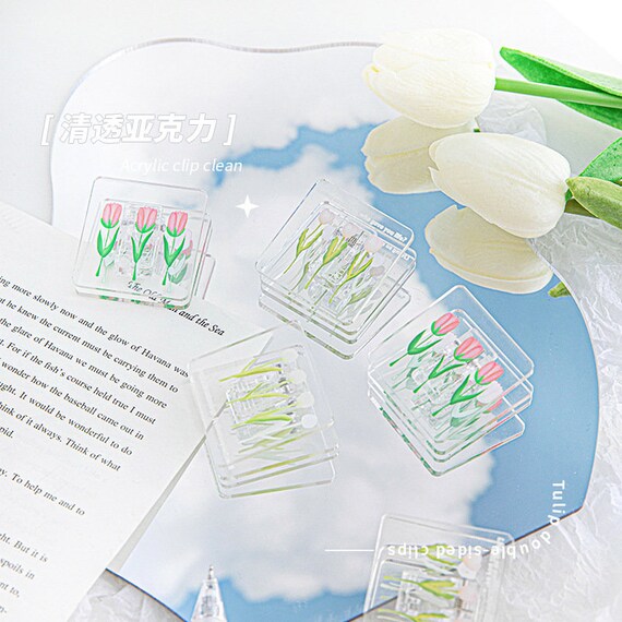 2pcs Tulip Clips Paper Clips Transparent Clip Paper - Etsy