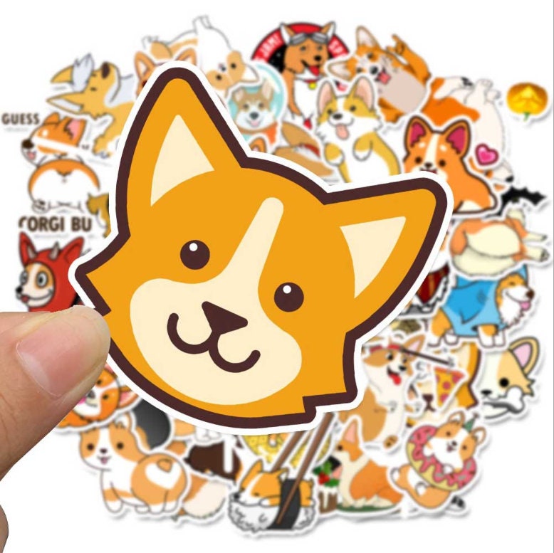 50pcs Corgis Stickers Decorative Dog Adhesive Luggage DIY Diary Album Label Gift 