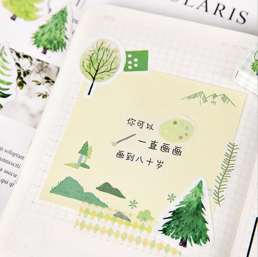 45pcs, Tree Stickers, Forest Stickers, Green Tree Stickers, Plant ...