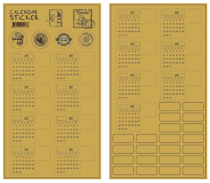 Calendar Sticker, Calendar Index Sticker, Kraft Stickers, Index ...