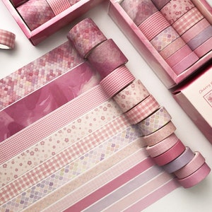12 Rolls, Masking Tape, pink, Gift Wrap Tape, Travel Journaling, Deco Tape, Nature themes