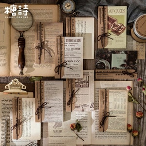 60 hojas, papel de diario basura, páginas vintage, kit, carta, papel para álbumes de recortes, paquetes, postres, pasteles, retro, páginas de diario, música, efímeras de diario