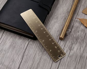 Brass ruler, metal ruler, back to school supplies, school supplies, desk accessories, 12cm, cute ruler, aesthetic ruler, kawaii, high school