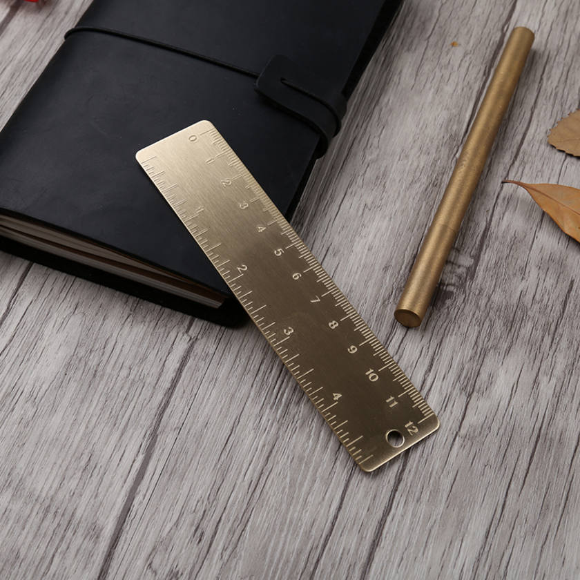 12cm Brass ruler, metal ruler, Drawing Ruler, kawaii stationery, stude –  DokkiDesign
