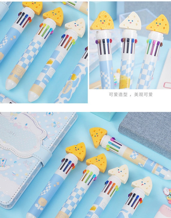 1 pièce, adorable stylo à bille au fromage, stylo multicolore 10