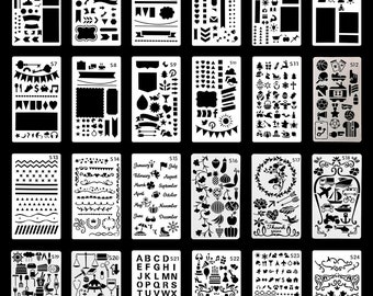 24 stks, Bullet Journal-stencil, plannerstencil, plastic stencil, weer, aantal, cadeau, plakboek, sjabloon, terug naar schoolbenodigdheden