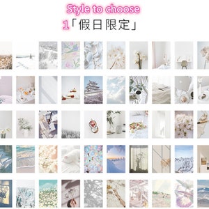 May include: A collage of 36 images featuring various white and pastel-coloured scenes, including flowers, clouds, and landscapes. The text "1 "1  " is visible at the top of the image.