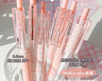 6PCS/SET 0.5mm Gel Pens Kit kawaii Pink Peach Cute Black Pen
