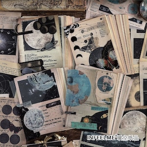 25 feuilles, sac Cosmic Romance Material, coffrets cadeaux, papier journal indésirable, terre, étoiles, lune, papier de scrapbooking, kit de bullet journal