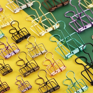 Fermagli per raccoglitori, 2 pezzi, fermagli per carta in metallo, Ligne Clips, grande, medio, piccolo, oro, oro rosa, viola, verde, argento, bronzo, nero, planner
