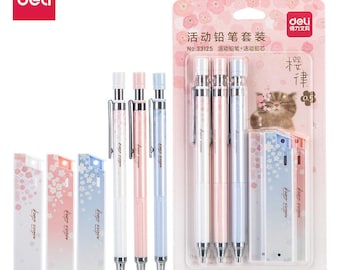3 pencils + 3 refills, 0.5mm, mechanical pencil, Cute pencil, sakura pencil, Kawaii Stationary, Cute Pens, Planner Pen, back to school