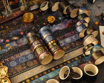 Set Di 36 Washi Tape Galassia: Nastri Adesivi Decorativi Con Stelle E Luna – Perfetti Per Diario, Bullet Journal, Album E Regali Fai Da Te - 3