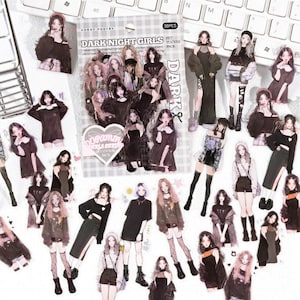 30 piezas, pegatinas de niña, chica linda, chica de moda, pegatinas de planificador, papelería kawaii, pegatinas de álbum de recortes, PET, pegatinas lindas, juego de pegatinas