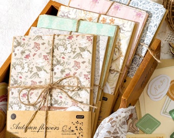 40pcs, junk journal paper, flowers, stickers, scrapbook paper, plants, photo album decoration, colorful, Cute Sticker, ins style