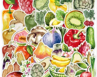 50 stuks, groentenstickers, kofferstickers, waterdichte sticker, fruitstickers, kawaii stationair, plakboeksticker, stickerset