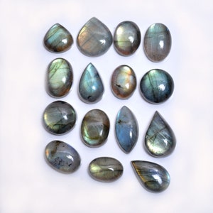 100/% Natural Multi Shine Labradorite Mix Cabochon Loose Gemstones Lot ~ 201 Carats 14mm-22mm 15 Pieces Labradorite