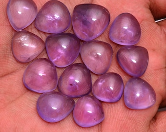 14 Pcs Natural Purple Amethyst 13mm-17mm Pear Cabochon Loose Gemstones Wholesale