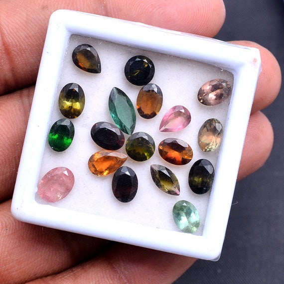 14.00 Cts Natural Tourmaline Multi Color 18 Pcs October Birthstone Mix Shape Faceted Cut Untreated Loose Gemstones Lot 6mm 10mm