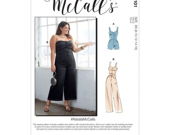 McCalls fitted jumpsuit with or without straps  in 3 styles includes belt ,  sewing pattern, uncut size 8-16 Rare Find last one