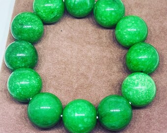 18mm round bead jade bangle green color