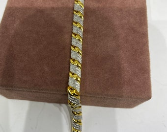 Silver gold plated Bracelet with diamonds two tones stylish and beautiful