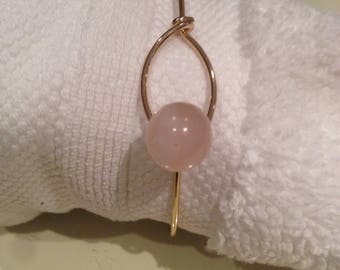 Gold plated Bangle with Rose Quartz