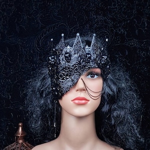 Blind mask &quot; Goth &quot;, half mask, gothic crown, religious, gothic headpiece, fantasy mask, goth headpiece, medusa costume / MADE TO ORDER