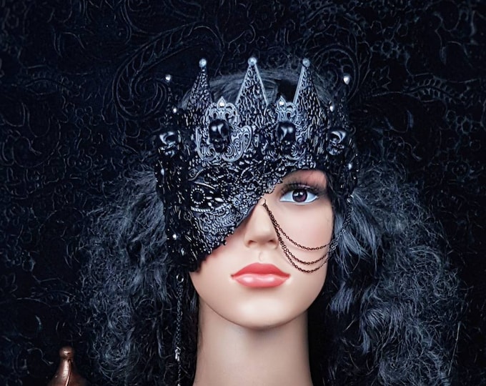 Blind mask " Goth ", half mask, gothic crown, religious, gothic headpiece, fantasy mask, goth headpiece, medusa costume / MADE TO ORDER