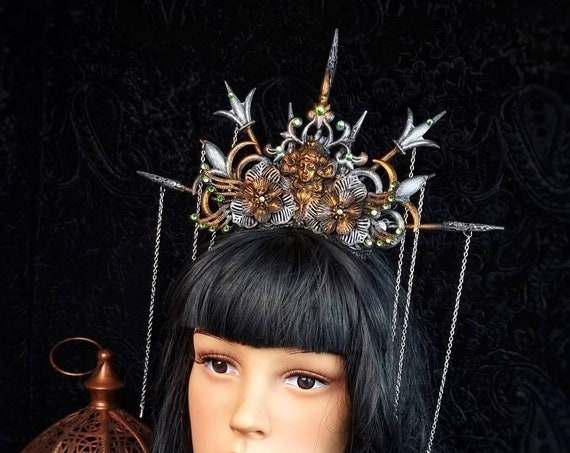 Art Nouveau Crown, fairytale, larp, goth headpiece, gothic crown, pagan crown, medusa, fantasy, cosplay,vampire, blind mask /  MADE TO ORDER