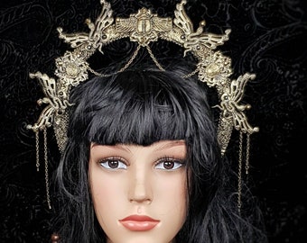 Halo Medusa Scarab, Cleopatra costume, snake crown, Gothic Crown, gothic headpiece, snake crown, Medusa costume, blind mask / Made to order