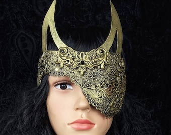 MADE TO ORDER blind mask "devils ear" half mask, cosplay, vampire, fantasy, goth, voodoo