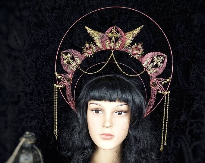 Large halo "Sacred Heart" sacral, cosplay, larp, angel fantasy costume, headdress, gothic crown / made to order