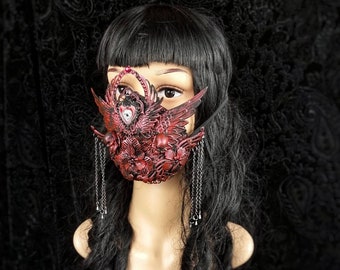 Mouth mask "True Love never dies", jaw mask, gothic mask, gothic headpiece, blind mask, cosplay, larp, vampire, fantasy / Made to order
