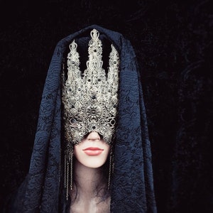 Dark Rider blind mask, gothic crown, gothic headpiece, medusa costume, larp, cosplay, vampire, horror / made to order