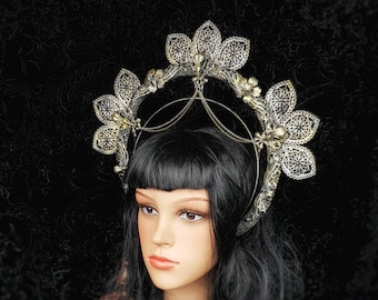 Halo "Raven crown" headband, halo, gothic crown, gothic headpiece, gothic headdress, holy crown, goth crown / Made to order