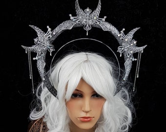 Made to order / Halo "ice queen" headband, halo, gothic crown, fantasy headdress, religious, vampire, cosplay, larp