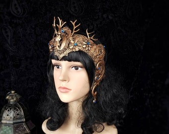 Face frame Crown "Cernunnos" cosplay, larp, pagan, shieldmaiden, vikings, headpiece, medusa, mask, fantasy / made to order