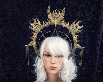 Halo "Isis" halo headband, medusa costume, ankh, cleopatra crown, gothic crown, gothic headpiece, goth crown / Made to order