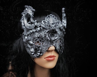 Made to order / Blind mask "Baroque" fantasy costume, vampire, burlesque, gothic crown, headdress, art nouveau mask, witch