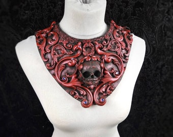 Chest armor, " Hades " collar, larp, gothic, cathedral headpiece, skull, religious, cosplay, goth crown, angel, vampire / MADE TO ORDER