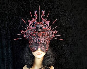 Headpiece blind mask " Hades ", vampire, gothic headpiece, baroque, halo, cathedral headpiece, goth crown, religious, cosplay /MADE TO ORDER