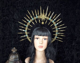 Halo headband "Sun" cosplay, larp, fantasy, sacred, angel, crown, headdress, Gothic, cleopatra / Made to order