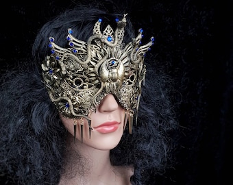 Medusa, blind mask, " Anubis ", cleopatra headpiece, medusa costume, fantasy costume, gothic headpiece, cosplay, pagan / Made to order