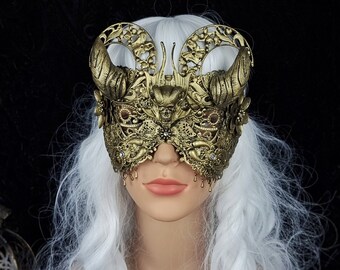 Ready to ship after order, blind mask Dracula, vampire, witch, gothic, crown, fantasy costume, demon, horns mask, devil, cosplay