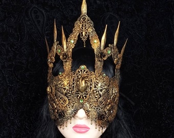 Made to order / Cathedral blind mask, goth crown, cosplay, witch, fantasy headdress, religious, church window