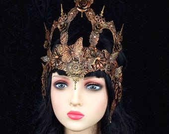 Face frame crown "Fairytale" valkyrie, pagan headdress, horror, fantasy, vampire, wings, goth / Made to order