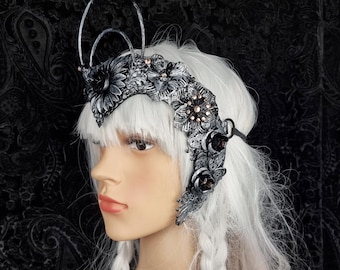Ready to ship quickly / Halo face frame, headdress, cosplay, crown, larp, fairy, fantasy, Gothic, elf, dark, fantasy, vampire