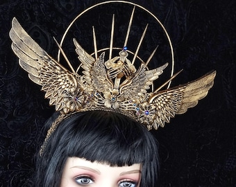 Ready to ship immediately / Headpiece "Wings Sacred Heart" gothic crown, holy, church, cosplay, LARP, vampire, fantasy costume, religious